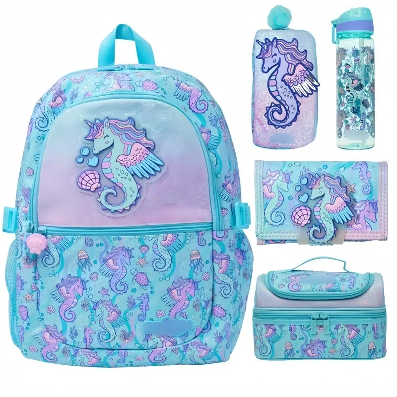 

Australian Seahorse Unicorn Double-layer Pen Case Student Postman's Backpack Large-capacity Water Cup Cartoon Festival Gifts