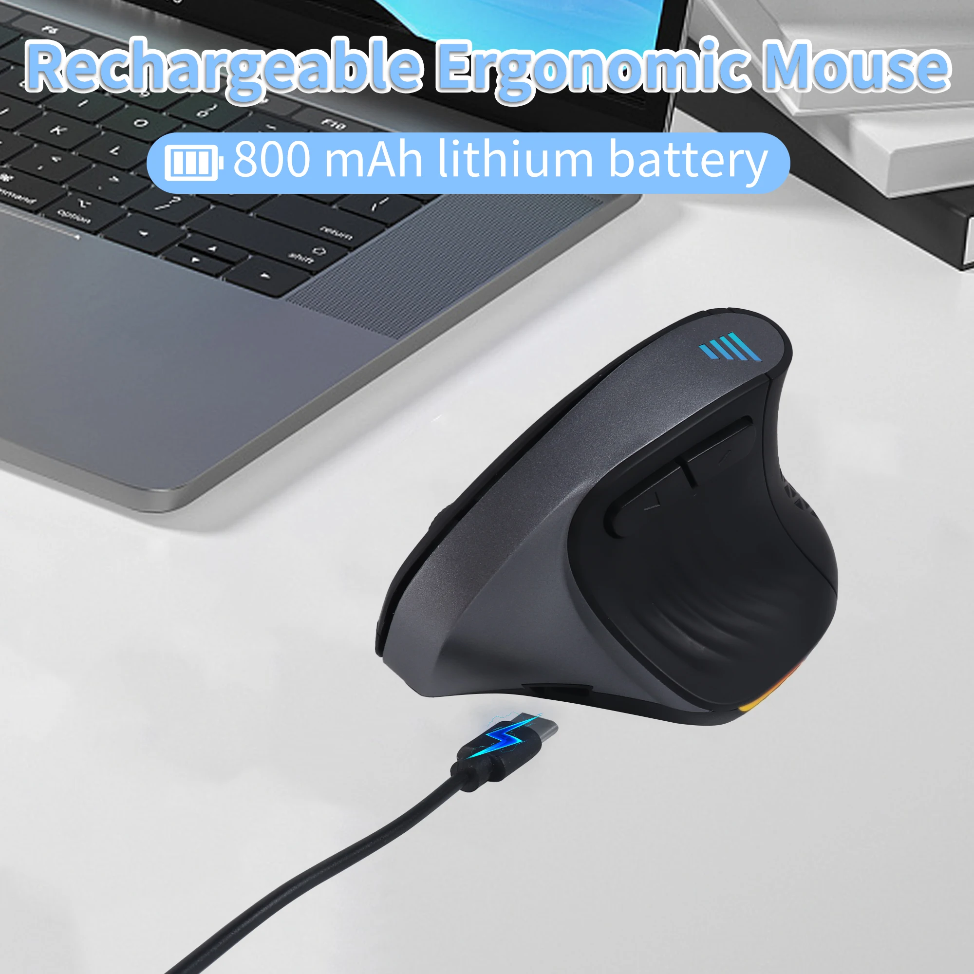 

New 2.4G+Bluetooth Dual-mode RGB Colored Lights Vertical Mouse Ergonomic Rechargeable Computer Gaming Mice For Desktop Laptop PC