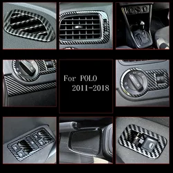 Carbon fiber Car Dashboard Outlet Sticker Cover Gear Shift Trim For Volkswagen Polo 2011 2012 2013 2014 2015 2016 2017 2018