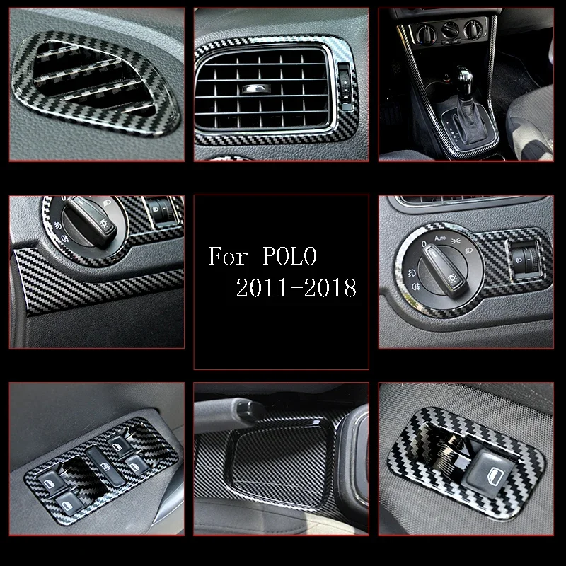 Naklejka na deskę rozdzielczą z włókna węglowego do Volkswagen Polo 2011 2012 2013 2014 2015 2016 2017 2018