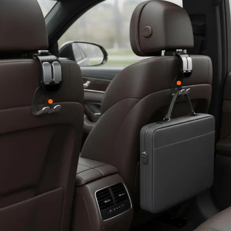 Adjustable Multifunction Car Headrest Hook Keep Car Tidy Auto Storage Clip for Groceries Bags Purse Interior Organizer