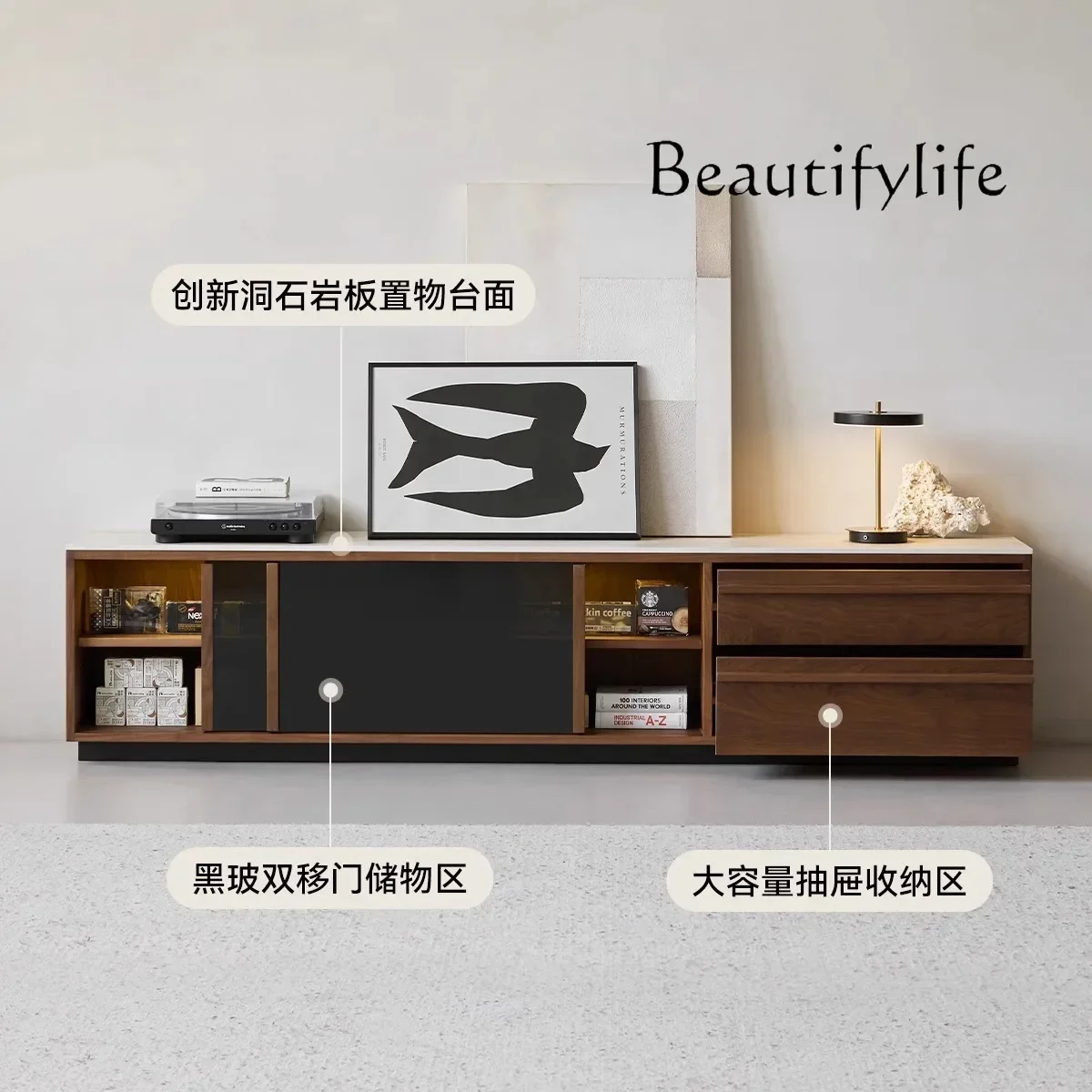 خزانة تلفزيون من الخشب الصلب من العصور الوسطى HI X، خزانة ألواح صخرية عالية الجودة لأرضية الجوز الأسود في أمريكا الشمالية