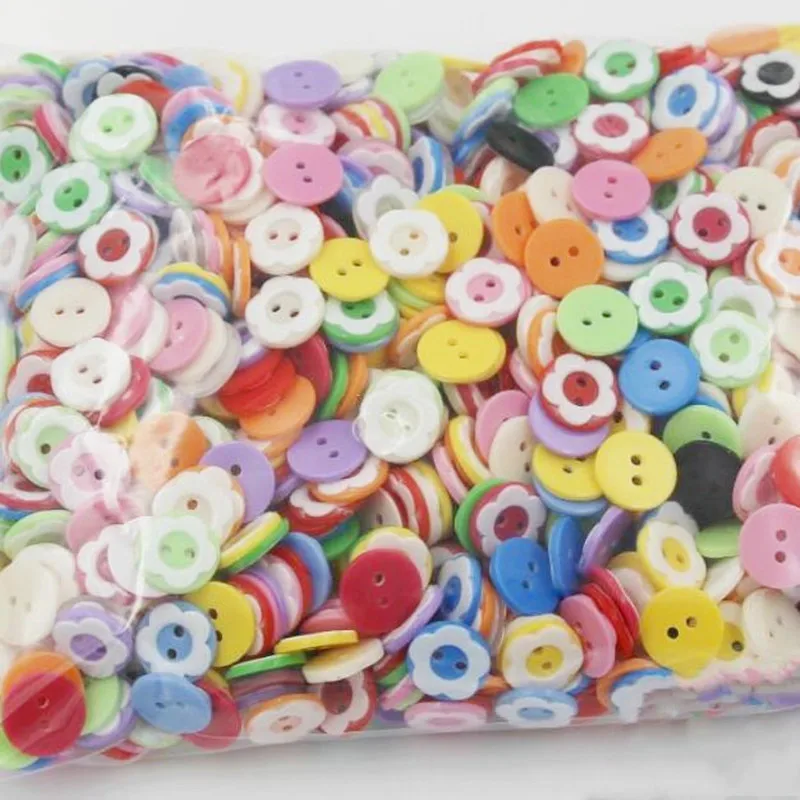 100 PCS 12.5mm Flower Shape Mixed Colors Dyed Resin Buttons Knitwear Sweater Button Sewing Decorative Clothes Accessories