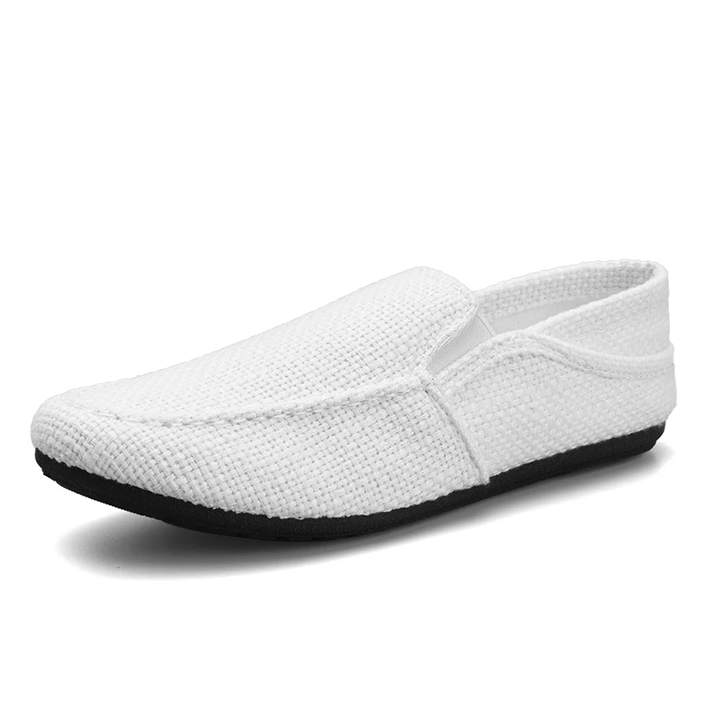 HOLO Footwear Eco Mens 14 White Canvas Slip On Summer Linen Style Casual Loafers Men Summer Cotton Linen Casual Breathable Slip On Comfotable  main image 4