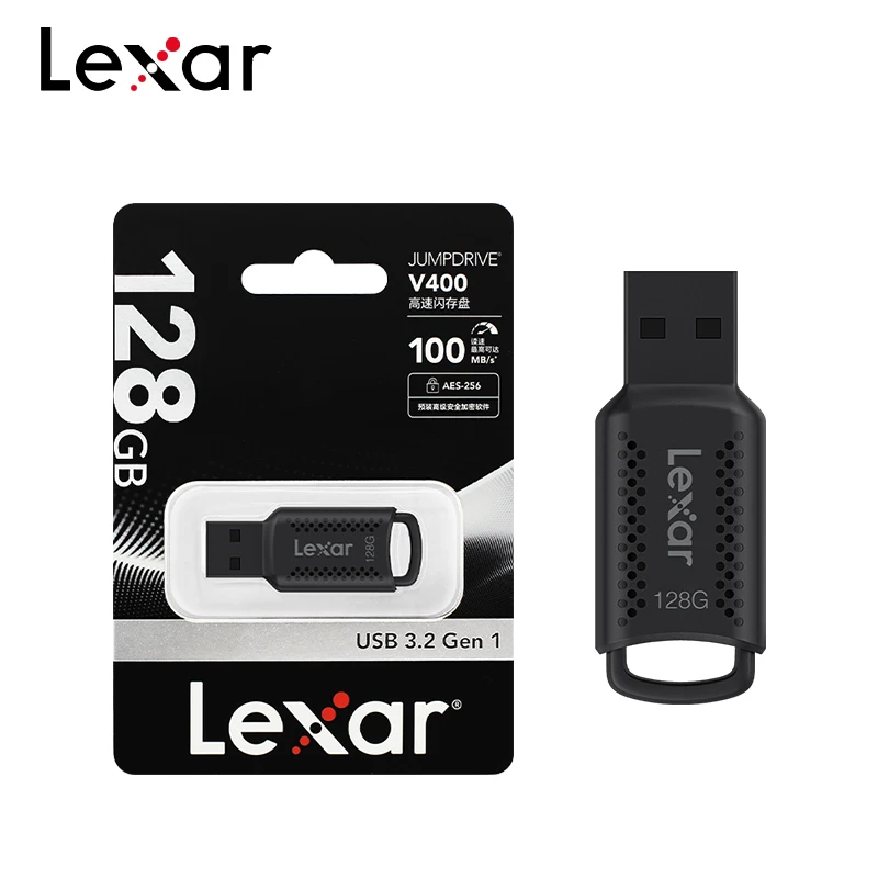 Lexar V400 USB 3.0 Pen Drive 256GB 128GB 64GB 32GB Flash Memory Drive High Speed 100MB/s Encrypted Stick for Desktop Laptop