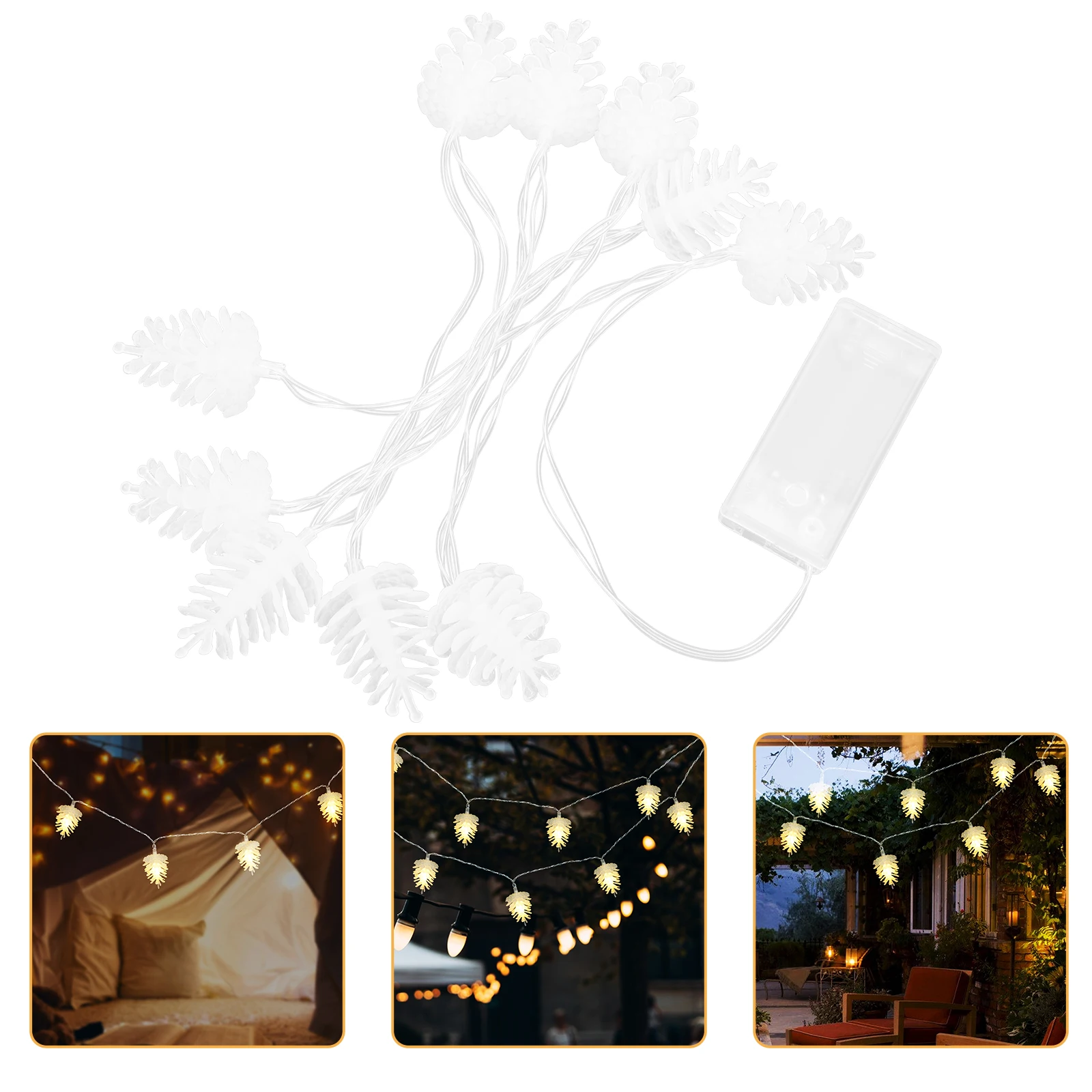 

Pine Cone String Lights Beige Outdoor Acorn Fall Autumn Christmas Decor LED Lights String Festive Holiday Patio Garden Warm
