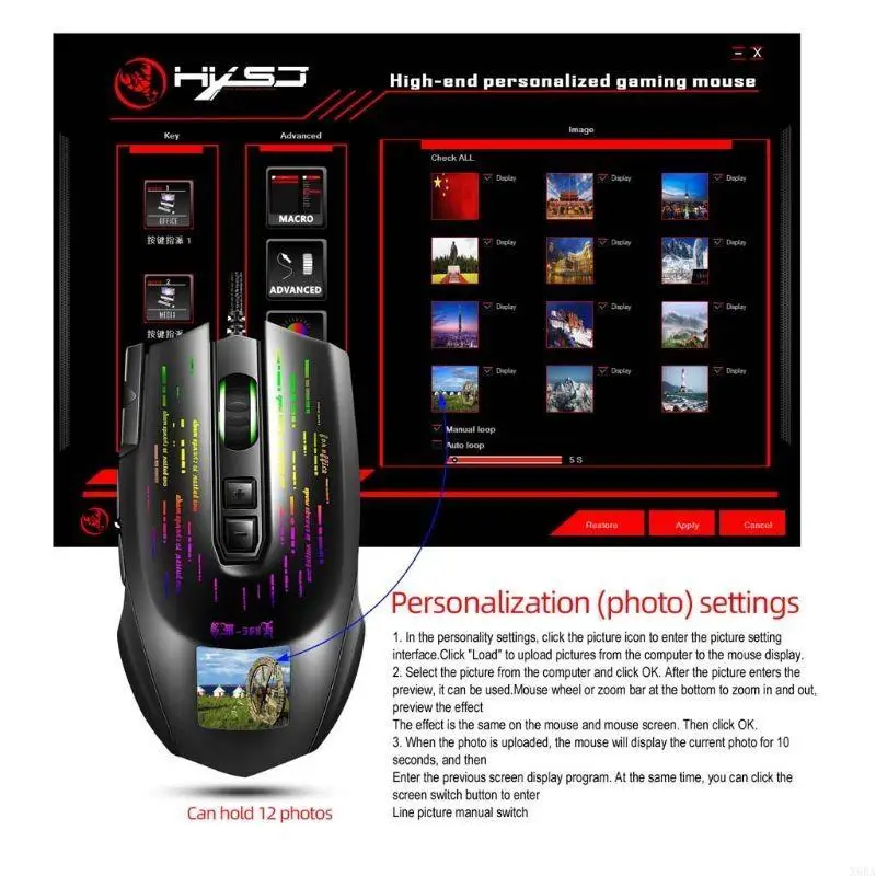 

X6HA 10000DPI Optical Ergonomic RGB Backlit Gaming Mouse for PC Laptop