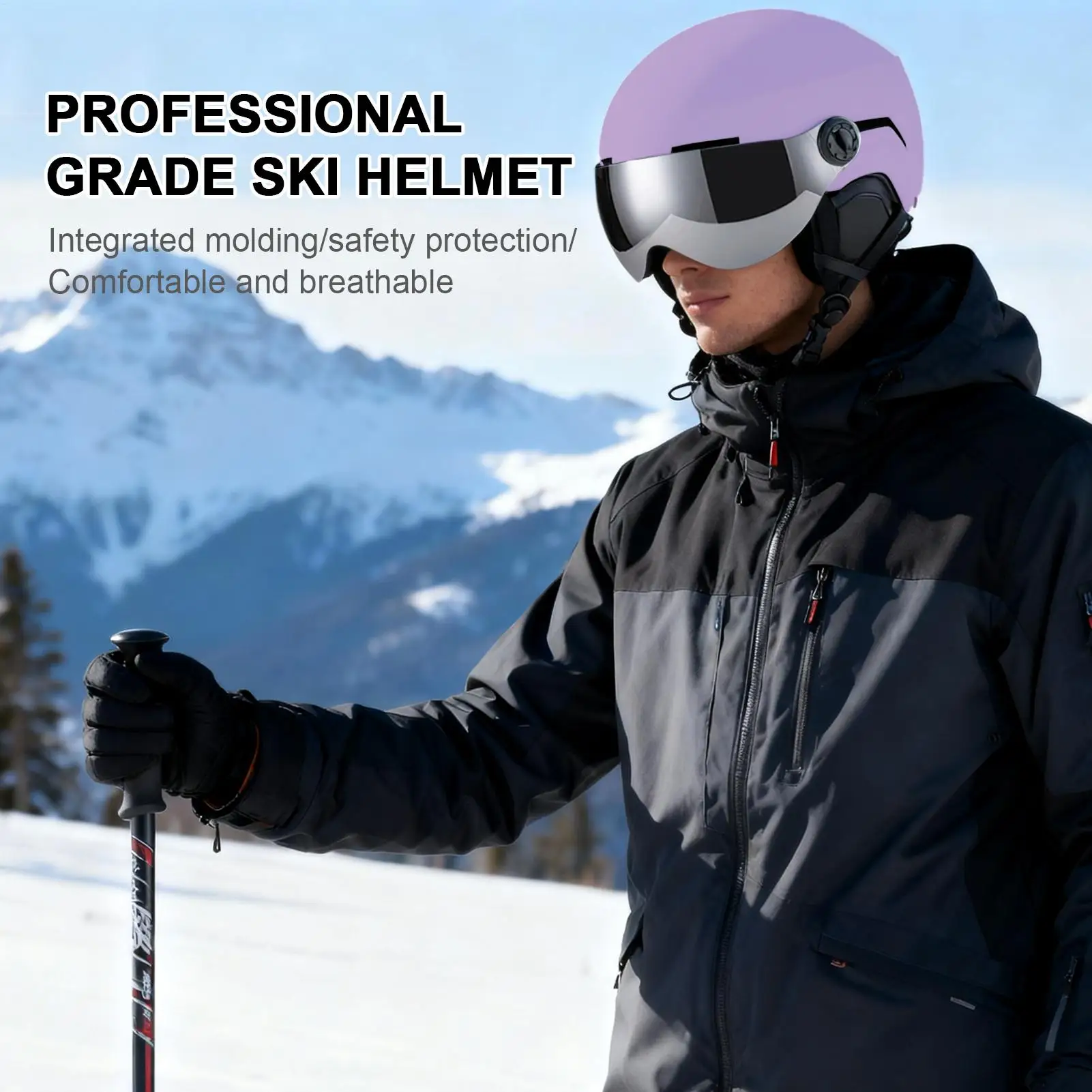 Ski Helmet Shockproof Hat With Goggles Cold Weather Snow Helmet With Glass For Men Women Youth Adults Skiers Snowboarders