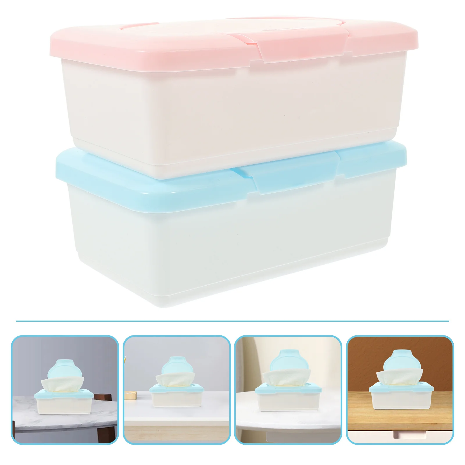 

2 Pcs Wipe Box Dispenser Containers Refillable Plastic Wipes Baby Reusable
