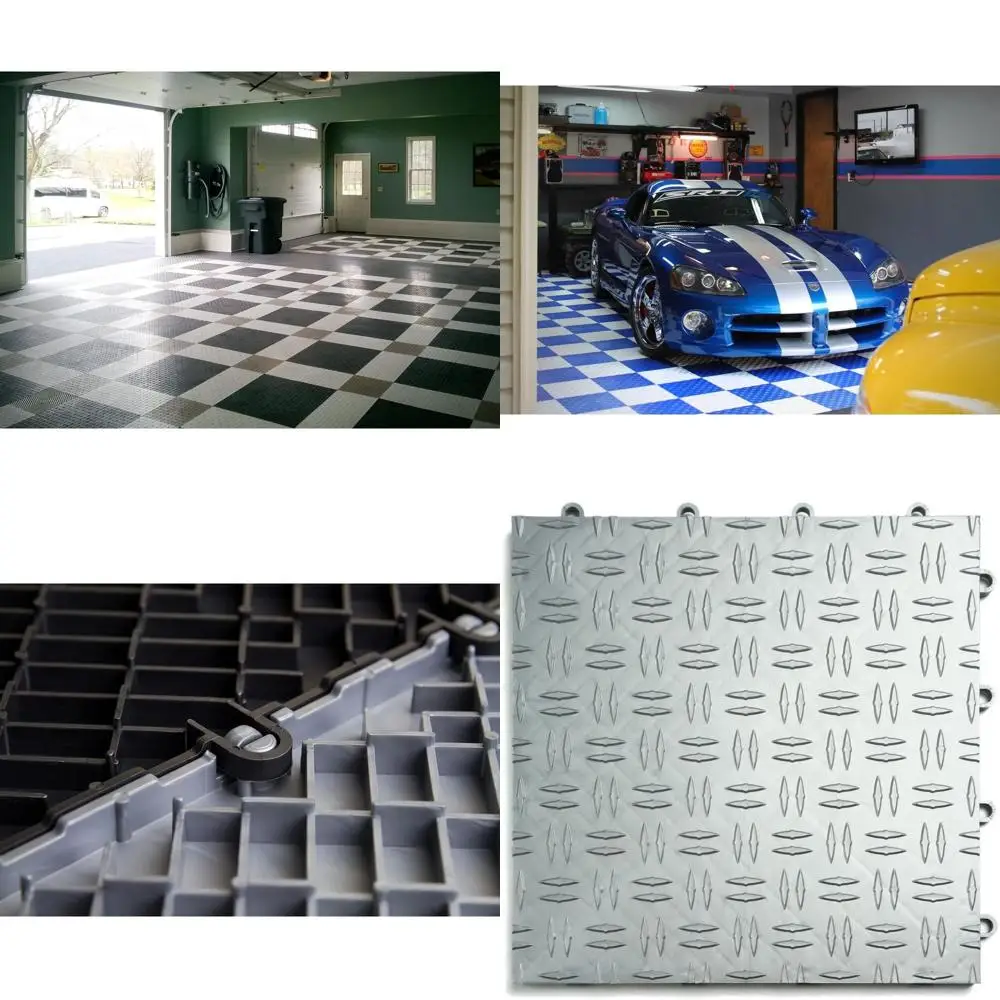 

Нескользящие напольные плитки для гаража с замковым соединением, из высокопрочного сополимера, простая установка, набор из 12 штук, 12x12 дюймов