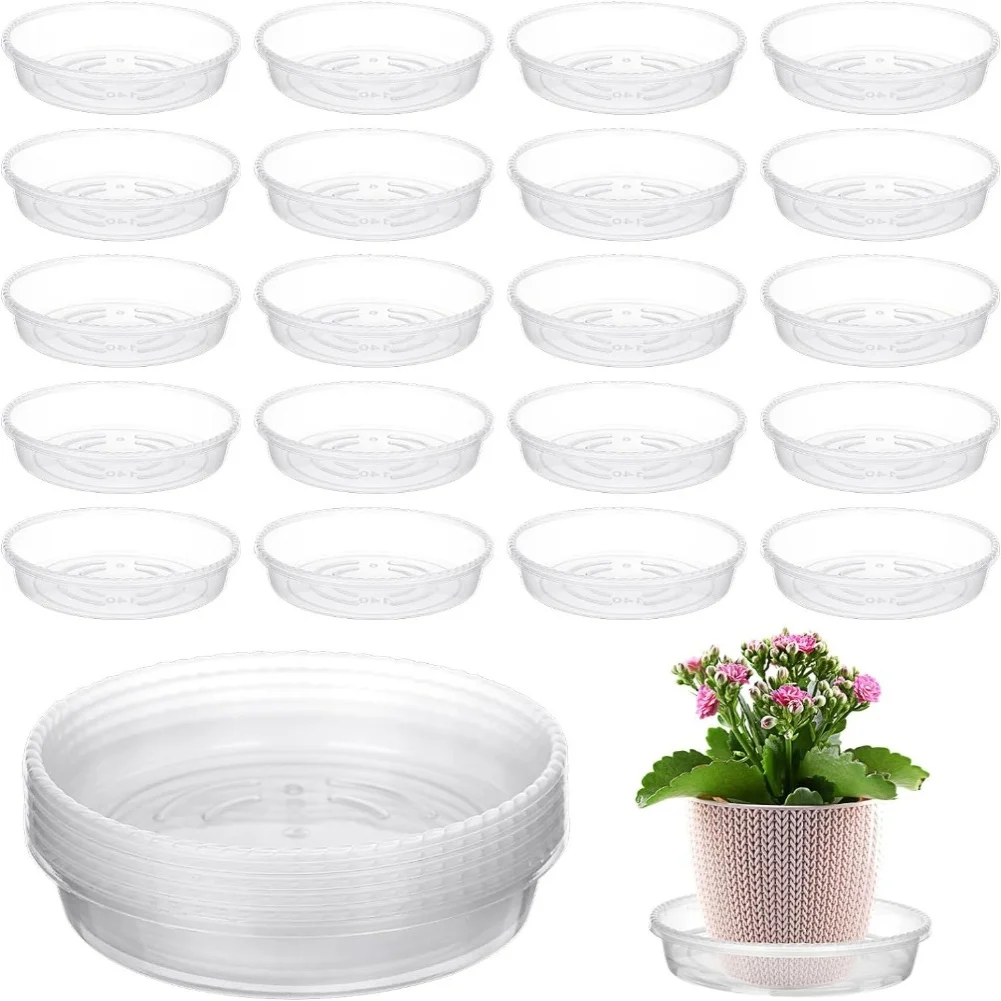 

30 Pieces Transparent Plastic Plant Saucers Drip Trays for Flower Pots 15 20 25cm Multipurpose Indoor Outdoor Use