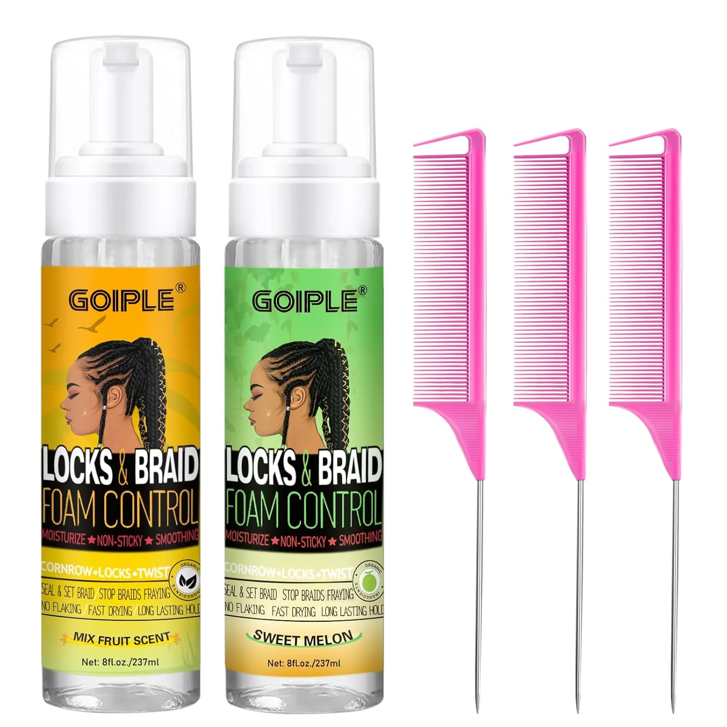

Hair Styling Brush Rat Tail Brush for Slick Back Smooth Edges Locks and Braid Mousse for Curl Style Edge Control Brush Set