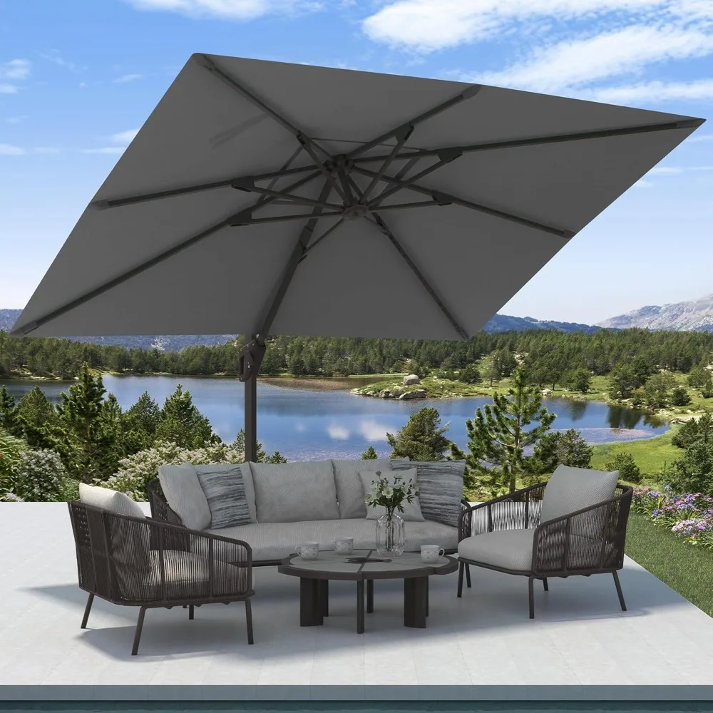 

9' X 12' Cantilever Patio Umbrella Rectangular Outdoor Large Offset Umbrellas with 7 Tilts Adjustable 360°Rotation, Customized