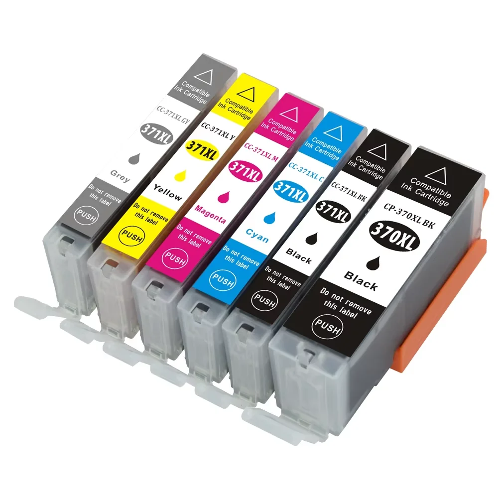 Compatible Ink Cartridge Replacement for CANON BCI-370XL BCI-371XL with PIXUS MG7730/MG6930/TS9030(1B+1PBK+1C+1M+1Y+1GY) 6Pack