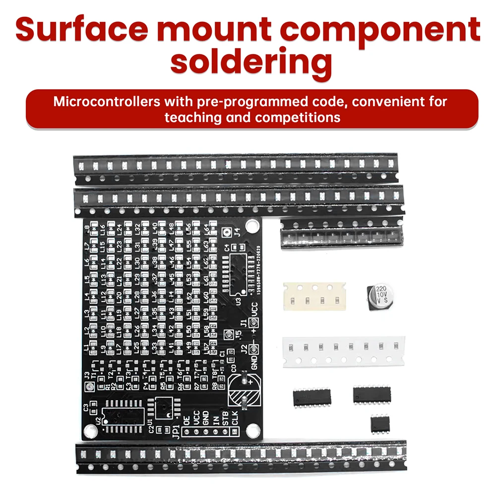 DIY 64 LED/ 256LED SMD Dot Matrix Advertising Screen Welding Practice Kit Red Display Fun DIY Electronic Kit Soldering Practice