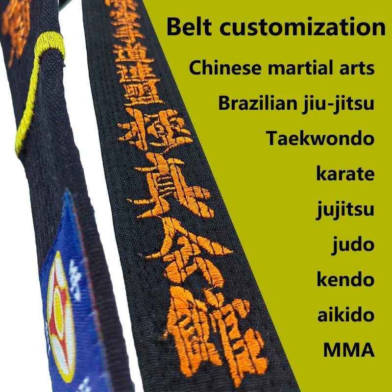 Karate Belts Taekwondo Waistband Judo Girdle Aikido Ju-Jitsu Martial Arts Boxing Kendo Master Coach Teacher Custom Embroidery