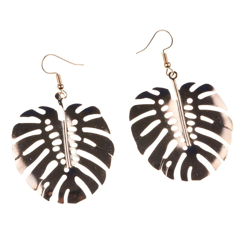 Foreign trade earrings, creative fashion alloy leaf earrings, source manufacturer of cross-border accessories