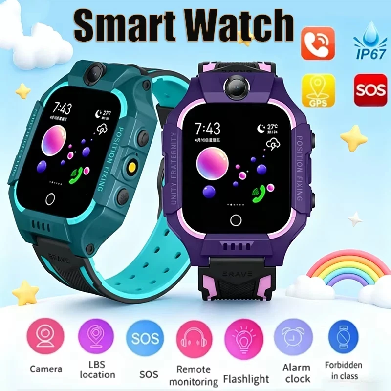 Q19 Children Kids Smart Watch SOS Phone Call Location Tracker Anti-Lost Camera Touch Screen Waterproof Student Wristwatch