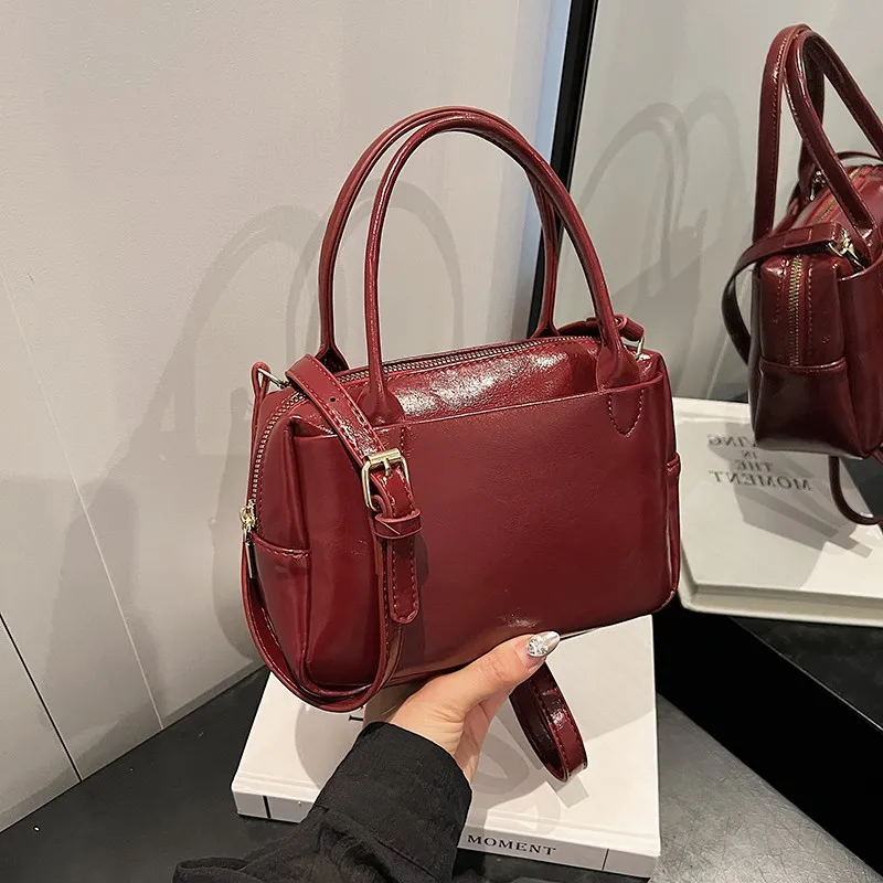 

Sewing Thread PU Zipper Square Shoulder Bags 2025 Solid Color Simple Classics Fashion Versatile Popular Women's Crossbody Bags
