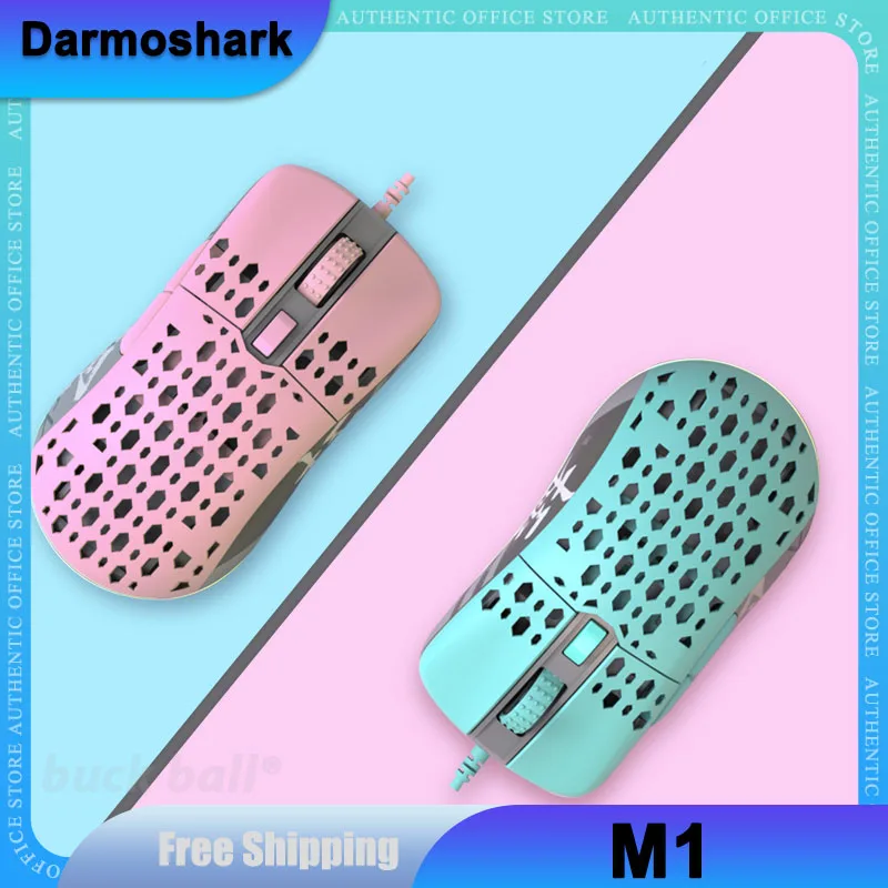 

Darmoshark M1 Gamer Mouse 6 Buttons PMW3389 Wired Mouse Sensor 16000DPI Hollow Lightweight Design RGB Computer Gaming Mouse Gift