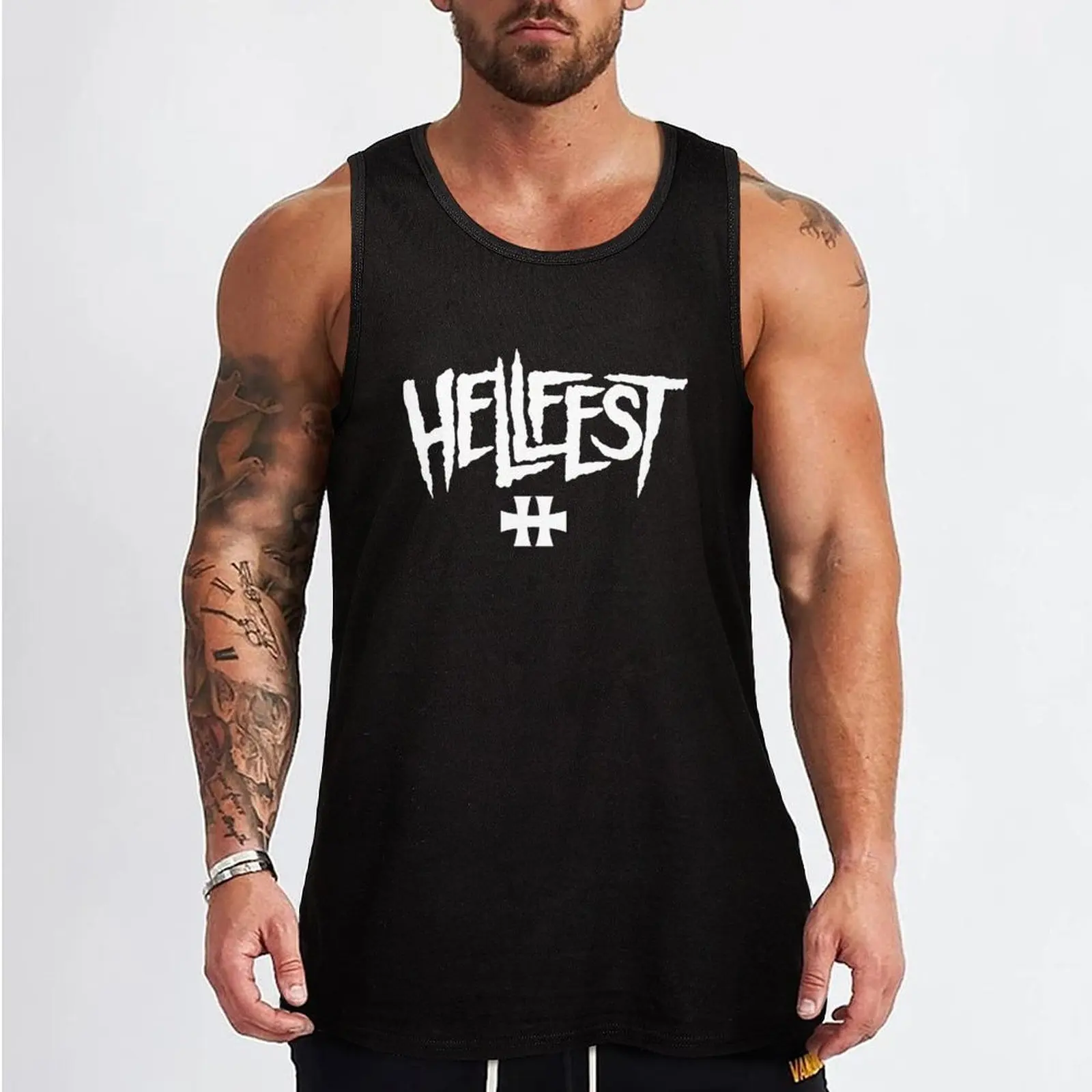 Hellfest 2 T shirt classique Tank Top Muscle Fitness Tank Top Sleeveless Athletic Workout