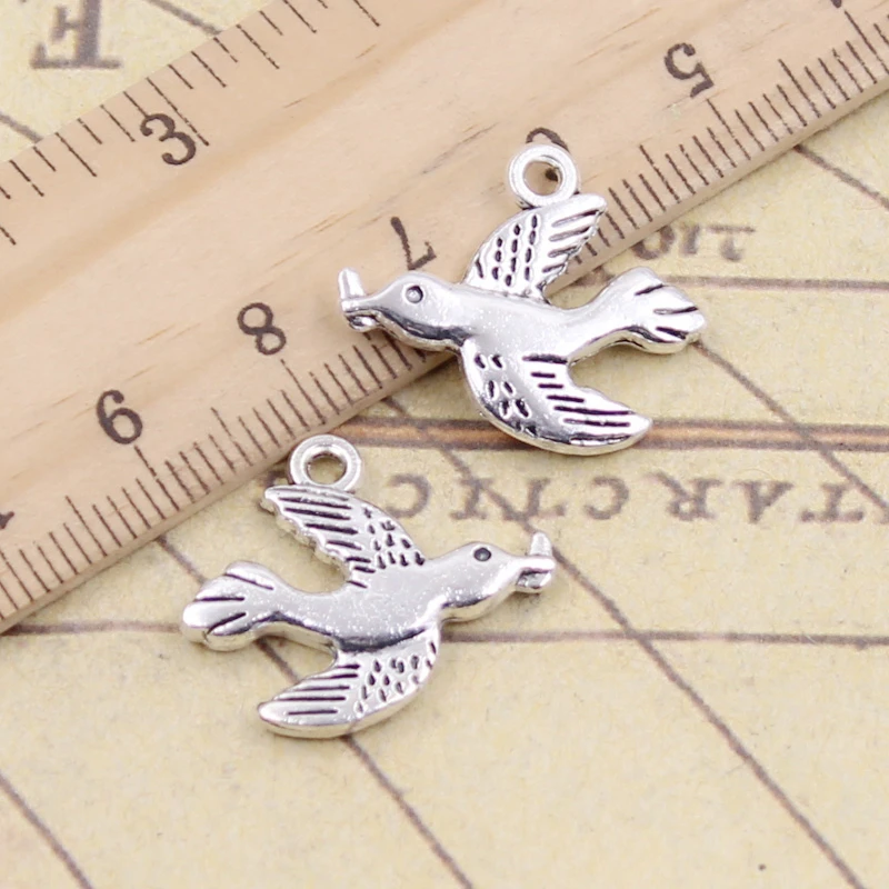 10pcs Charms Peace Dove Swallow 21x19mm Tibetan Silver Color Pendants Antique Jewelry Making DIY Handmade Craft