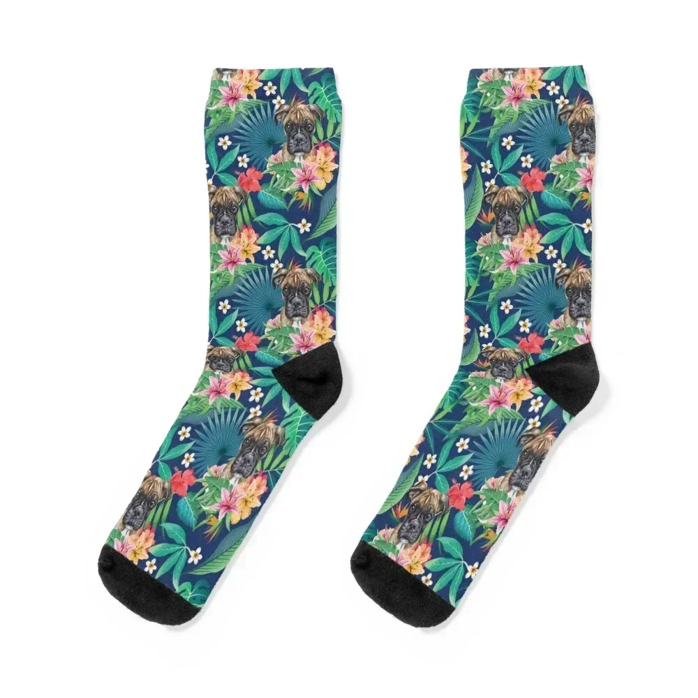 Tropical Brindle Boxer Dog 2 Socks hip hop luxury Men Socks Women's