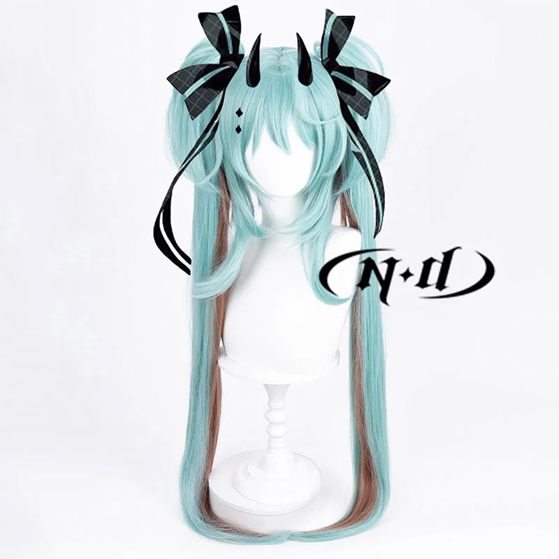 ND Hatsune Miku V Singer Rascal Collab Cosplay Wigs Green Long Hair for Coser Halloween Cosplay Party Heat Resistant Synthetic