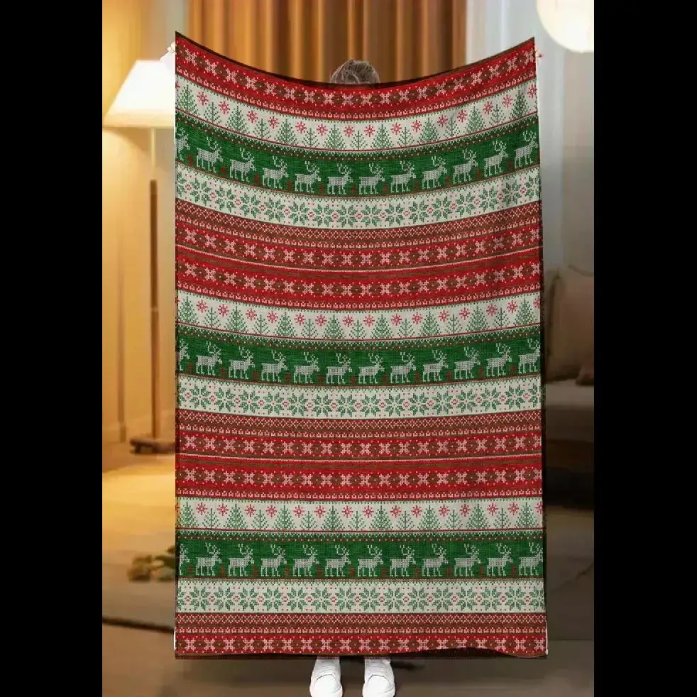 

Red Sherpa Christmas Throw Blanket Soft Cozy Flannel for Couch Bed Sofa Office Decoration