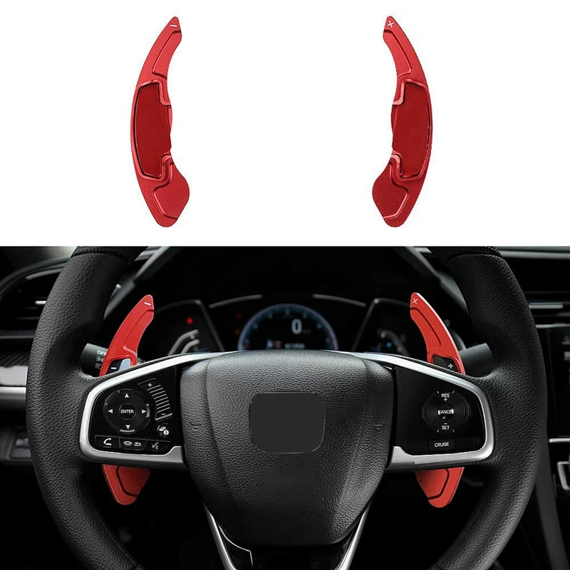 4Pcs Aluminium Alloy Shift Paddle Steering Wheel Shifter Paddlers Extension For Honda Think Platinum Acord Odyssey (Red)