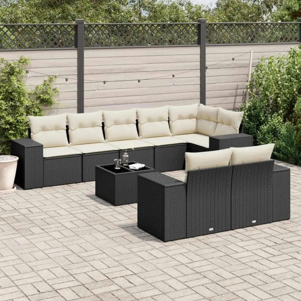 

Cozy Garden Sofa Set Black and Cream White Outdoor Furniture for Patio and Balcony Use