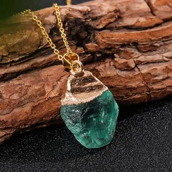 1Pc Rough Natural Green Fluorite Healing Reiki Pendant Quartz Crystal Stone Blessing Lucky Necklace