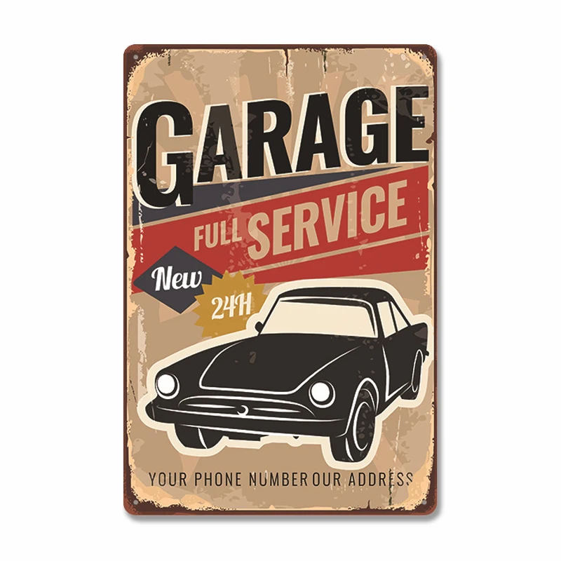 

Garage Poster Metal Tin Sign Plaque Vintage Car Wash Tire Service Retro Metal Signs Garage Car Repair Man Cave Wall Art Decor