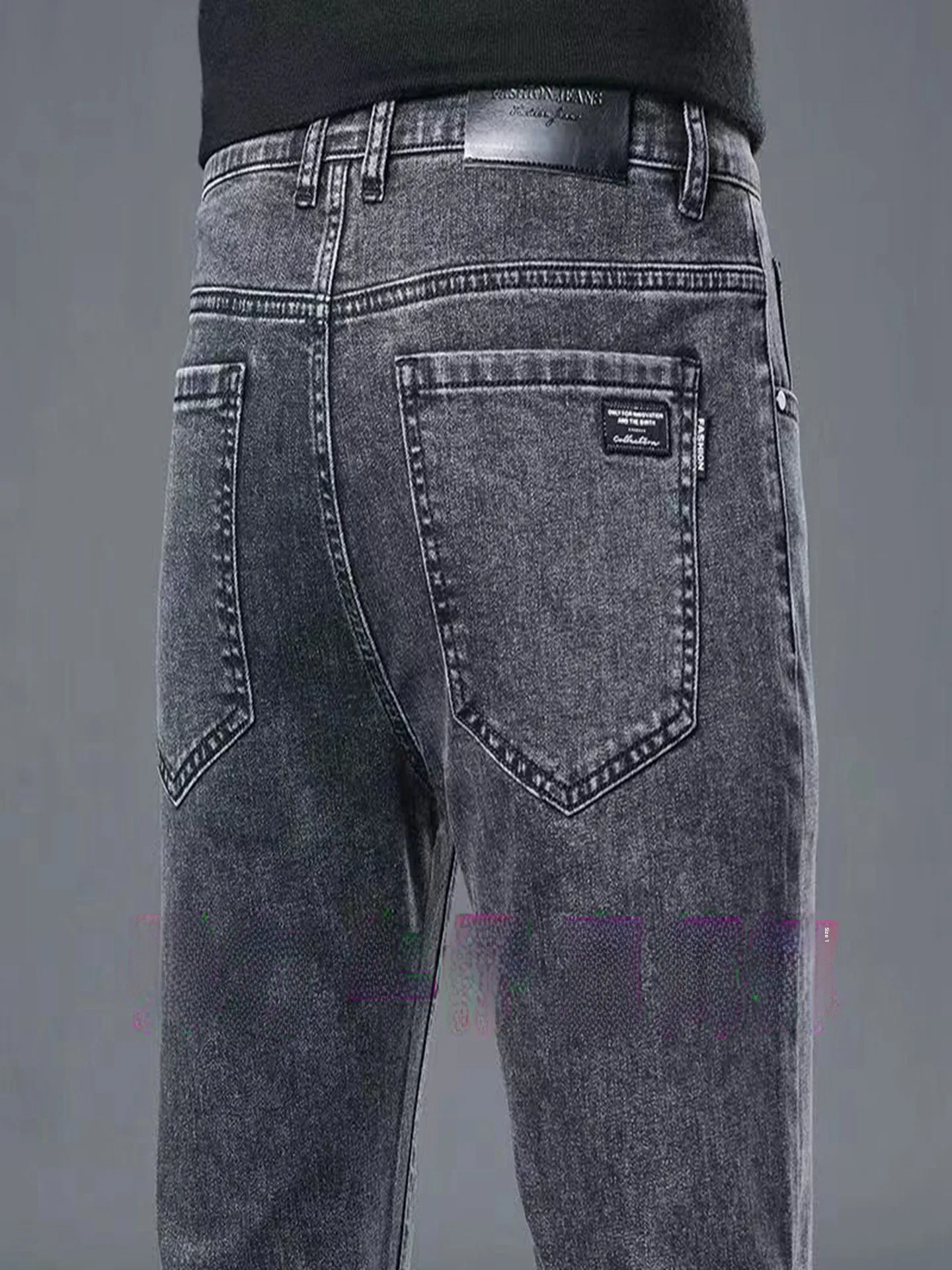 

Elastic Straight Leg Jeans Men's Casual Workwear Spring Autumn Denim Pants Youth Busin Leisure Welding Auttive...