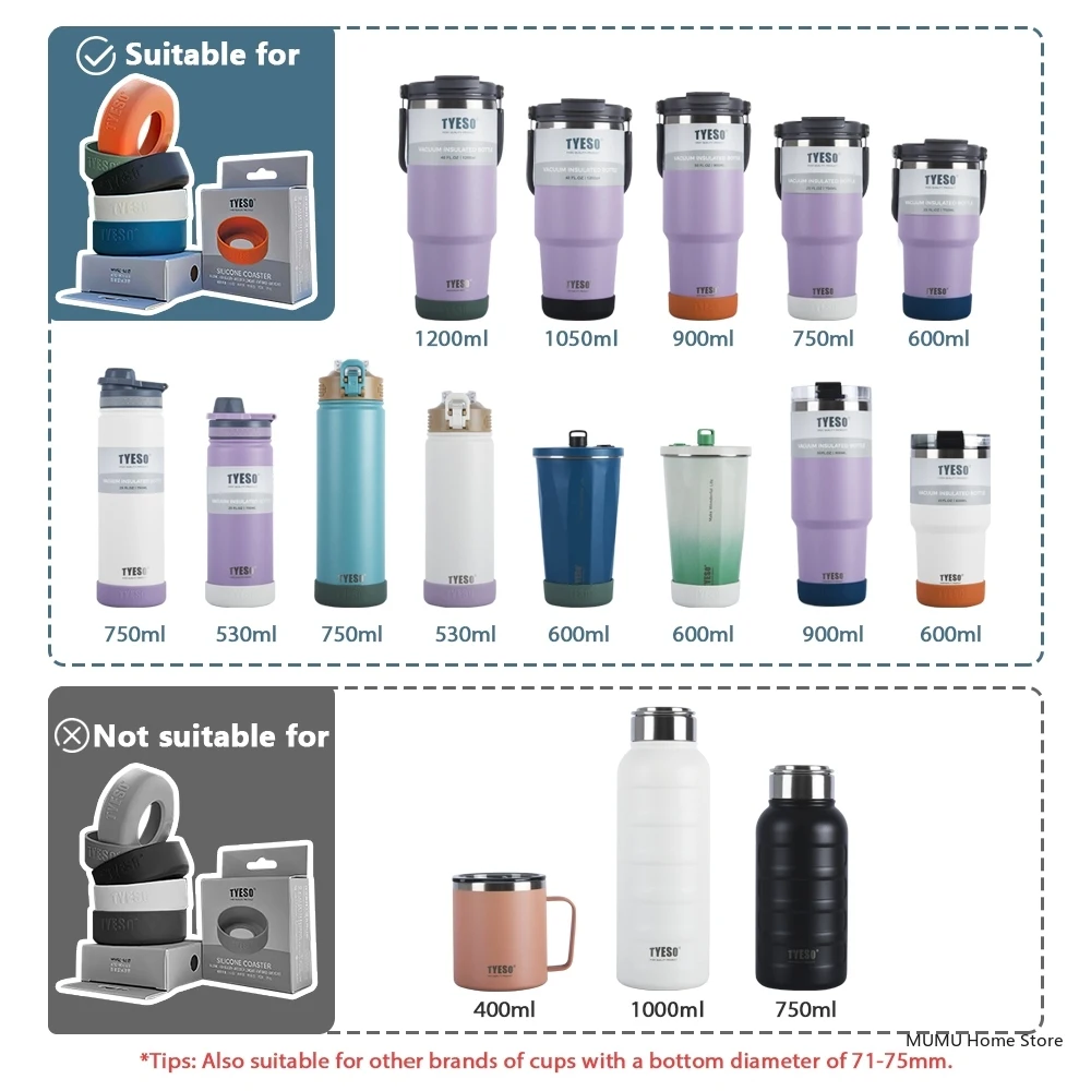 Couvercle de bouteille en Silicone antidérapant Durable, 1 pièce, manchon inférieur universel 71-77mm pour la protection des tasses