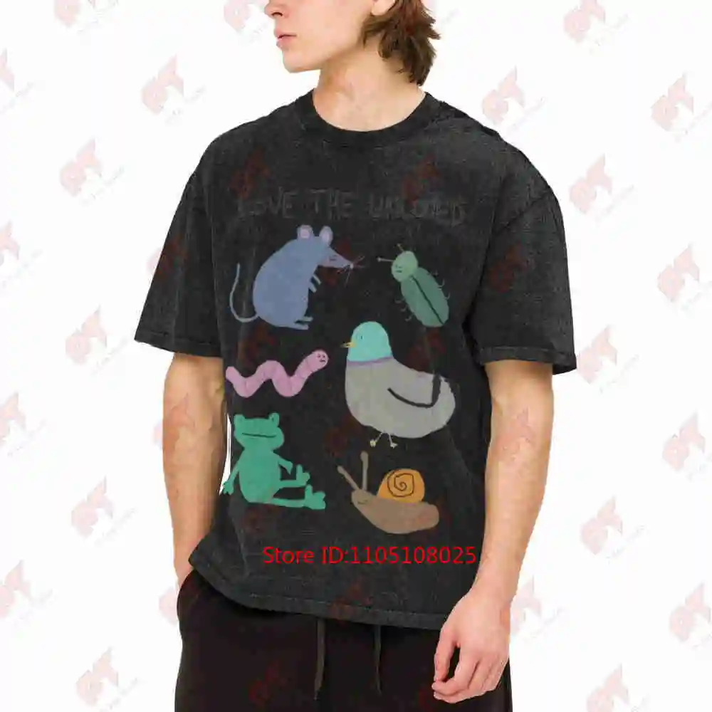 Love The Unloved Pigeon Rat Frog Vintage Washed Tee Pure Cotton T-Shirt