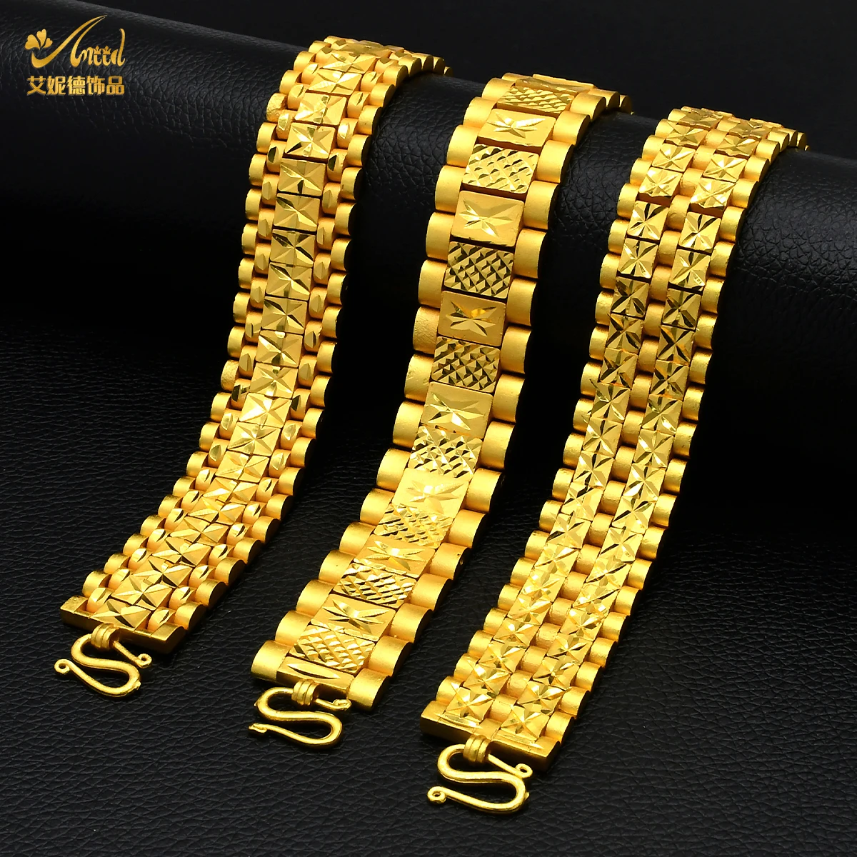 ANIID African 24K Gold Plated Chain Bracelets Party Jewelry For Men Dubai Arab Wedding Bracelets Dubai Hand Jewellery Accessory