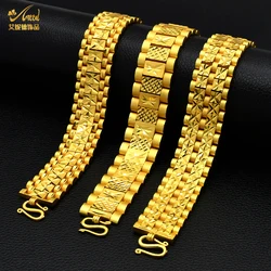 ANIID African 24K Gold Plated Chain Bracelets Party Jewelry For Men Dubai Arab Wedding Bracelets Dubai Hand Jewellery Accessory