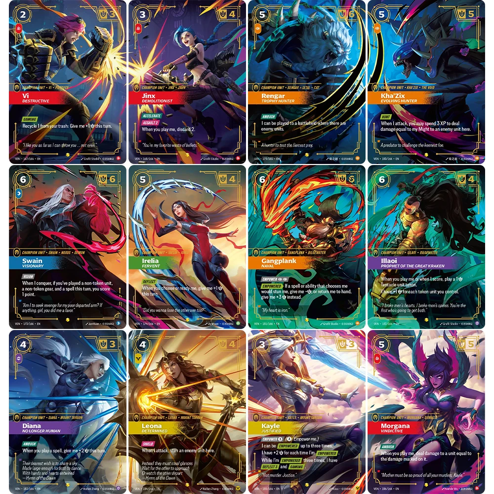 Proxy Card Vendetta (VEN) Serie Diana Jinx Vi Irelia Rengar Kayle Gangplank Leona Showcase Hochwertige Sammelkarten