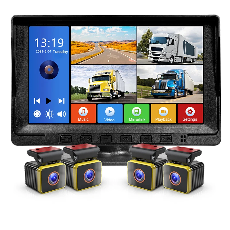 【Hot Selling】2CH 4CH Car Dash Cam 7 Inch Multimedia MP5 Player Vehicle Security 1080p Bus Truck Parking