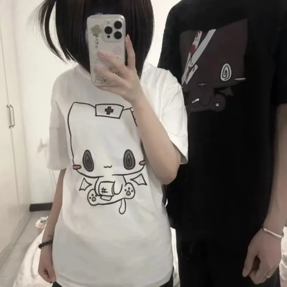 2026 New Women Men Sweet Y2K Harajuku Short Sleeve T-shirt,  Unisex Couple O-neck Tee, Casual Streetwear Daily Fashion Top