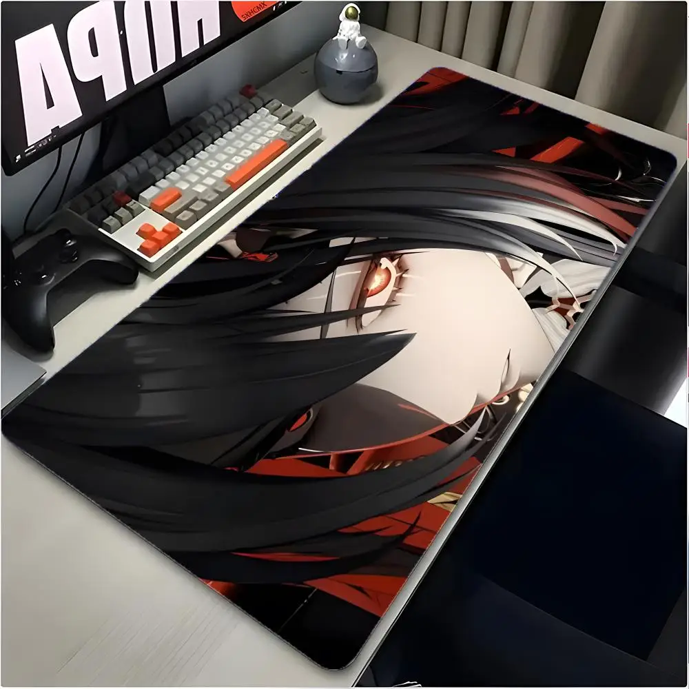 L-Lucia Punishing Gray Raven Mouse Pad Large Mouse Pad Desk Mat Non‑Slip Board Gaming Mat Stitched Edge Design