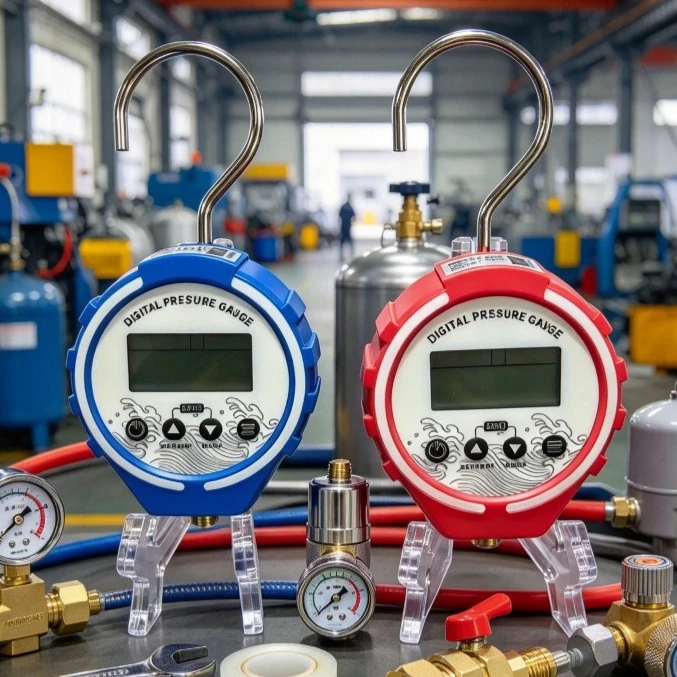Digital Manifold Gauge -0.1~5.0MPa, HVAC Refrigeration Tester, Vacuum & Pressure Gauge for Freon
