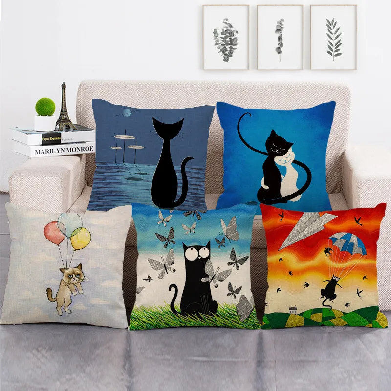 

Kawaii Cat Pillows Case Butterfly Cat Pillowcases for Pillows for Sofa Bed Throw Pillow Cover Luxury Decor Home Decor 45x45