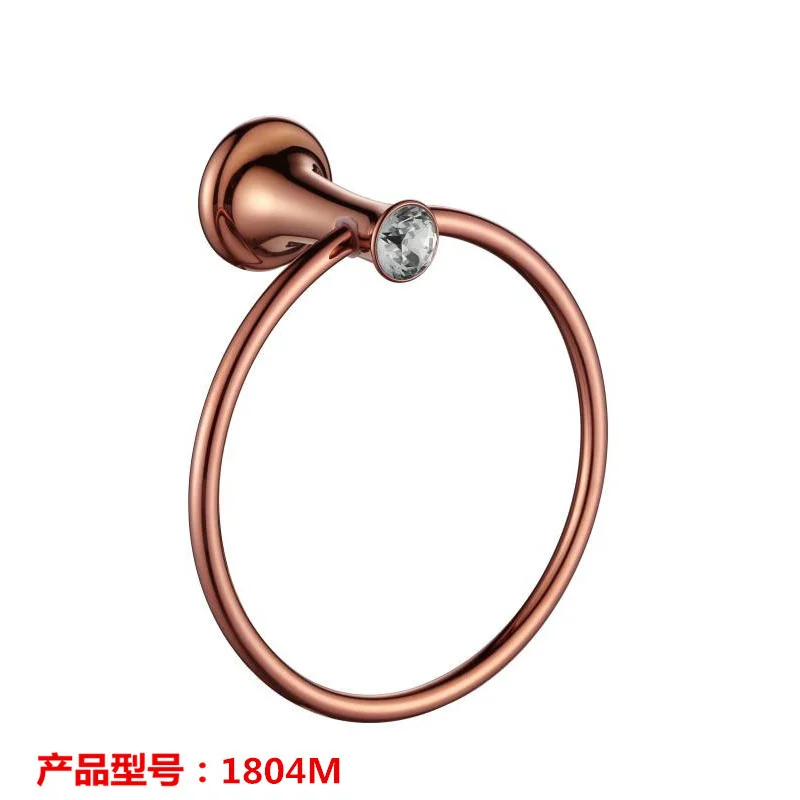 

Wall Mounted Crystal Towel Ring Gold Towel Rack Single Hole Towel Bar Bathroom Hardware Accessories