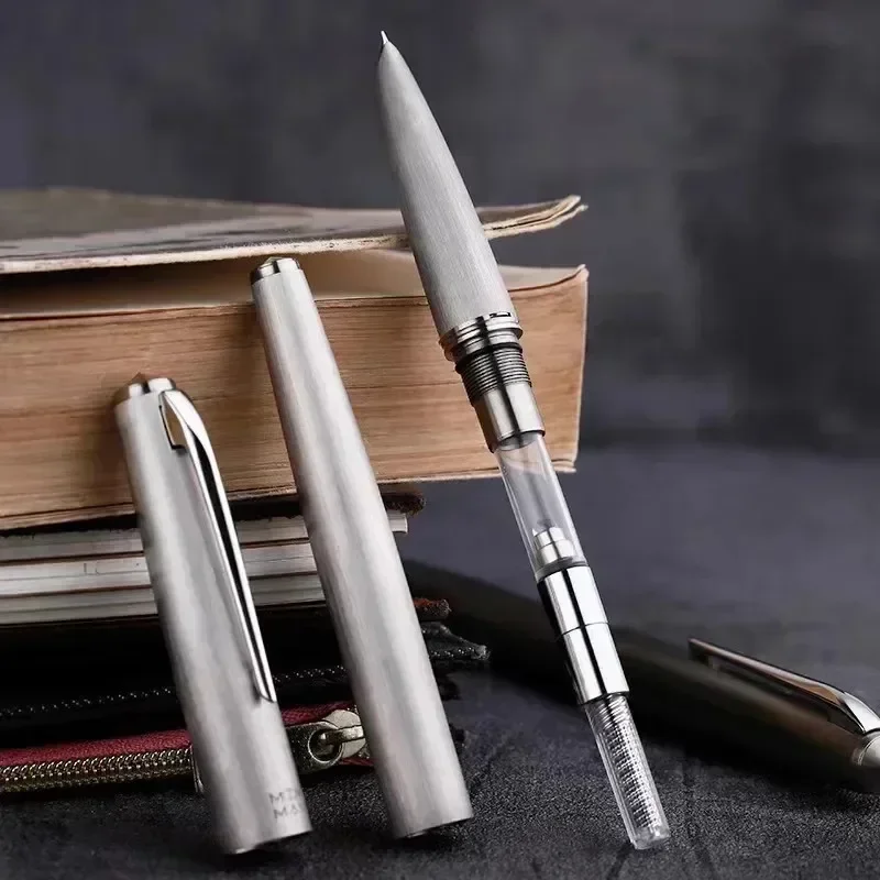 

Новая перьевая ручка NewMajohn Ti200 из синего титанового сплава, ручная полировка, наконечник с капюшоном 14K, офисные студенты для практики почерка, Statio