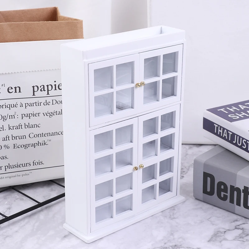 

1pcs 1/12 Dollhouse Miniature Furniture White Kitchen Dining Cabinet Display Shelf