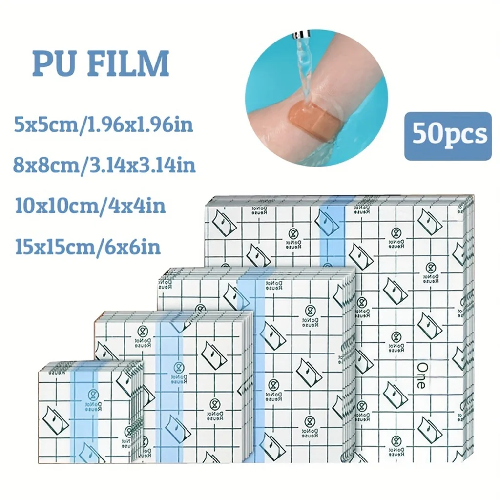 Benda impermeabile con nastro impermeabile da 100 pezzi, benda adesiva per medicazione con pellicola trasparente, adatta per dopo la cura del