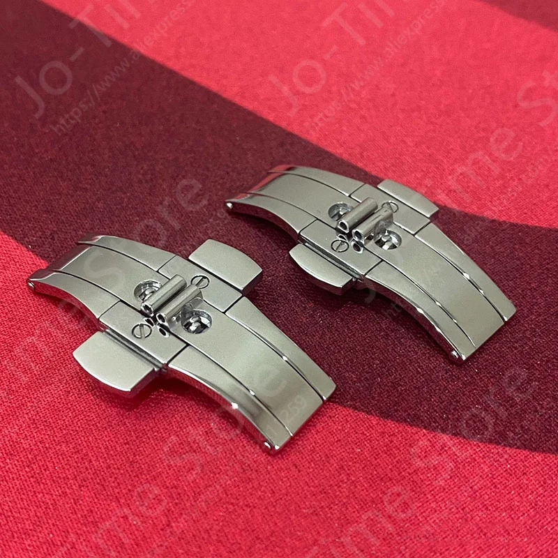 Orologio Accessori con fibbia a farfalla a doppio pulsante Cinturino universale in acciaio inossidabile Cinturino con anello a scatto Fibbia pieghevole 15-27MM