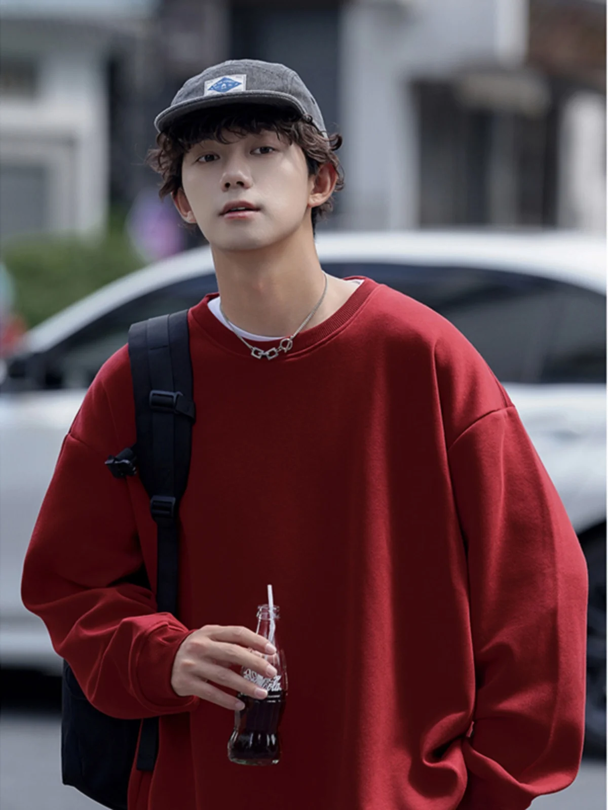 

Sun-Kissed CleanFit Men's Long Sve Hoodie Wine Red American Sle Heavyweight Casual Wear Polyester Cotton Blend Autumn